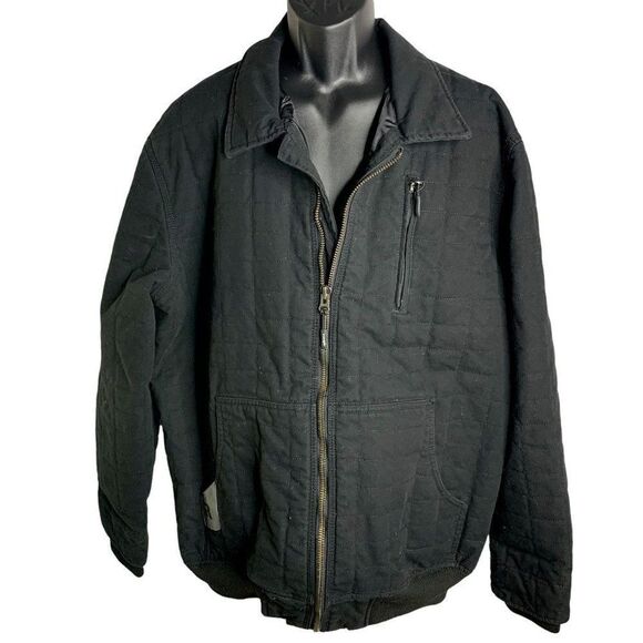Wrangler Riggs Workwear Quilted Jacket XLT Black Water Resistant Zipper Pockets - Picture 1 of 6